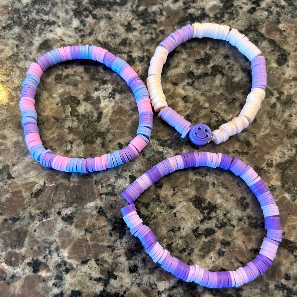 The purple pack- 3 clay bead bracelets